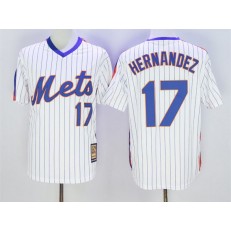 MLB New York Mets 17 Keith Hernandez Retired White Pullover Majestic Cooperstown Collection Throwback Men Jersey