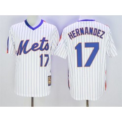 MLB New York Mets 17 Keith Hernandez Retired White Pullover Majestic Cooperstown Collection Throwback Men Jersey