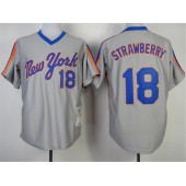 MLB New York Mets 18 Darryl Strawberry 1987 Gray Throwback Men Jersey