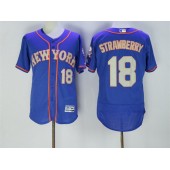 MLB New York Mets 18 Darryl Strawberry Retired Blue With Gray Stitched 2016 Majestic Flex Base Men Jersey