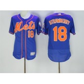 MLB New York Mets 18 Darryl Strawberry Retired Blue With Orange Stitched 2016 Majestic Flex Base Men Jersey