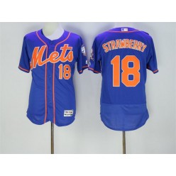 MLB New York Mets 18 Darryl Strawberry Retired Blue With Orange Stitched 2016 Majestic Flex Base Men Jersey