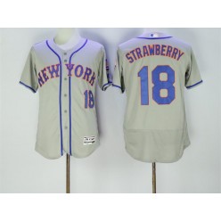 MLB New York Mets 18 Darryl Strawberry Retired Gray 2016 Flexbase Majestic Baseball Men Jersey
