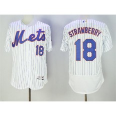 MLB New York Mets 18 Darryl Strawberry Retired White Pinstirpe Stitched 2016 Majestic Flex Base Men Jersey