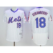 MLB New York Mets 18 Darryl Strawberry Retired White Pullover 2016 Flexbase Majestic Baseball Men Jersey