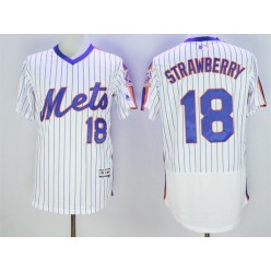 MLB New York Mets 18 Darryl Strawberry Retired White Pullover 2016 Flexbase Majestic Baseball Men Jersey