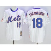 MLB New York Mets 18 Darryl Strawberry Retired White Pullover Majestic Cooperstown Collection Throwback Men Jersey
