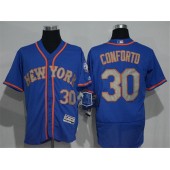 MLB New York Mets 30 Michael Conforto Blue With Gray 2016 Flexbase Majestic Baseball Men Jersey