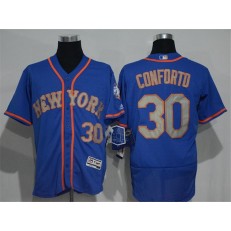 MLB New York Mets 30 Michael Conforto Blue With Gray 2016 Flexbase Majestic Baseball Men Jersey