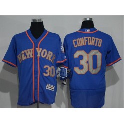 MLB New York Mets 30 Michael Conforto Blue With Gray 2016 Flexbase Majestic Baseball Men Jersey