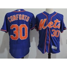 MLB New York Mets 30 Michael Conforto Blue With Orange 2016 Flexbase Majestic Baseball Men Jersey