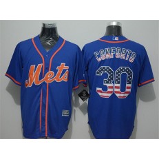 MLB New York Mets 30 Michael Conforto Blue With Orange USA Flag Fashion Baseball Men Jersey