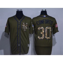 MLB New York Mets 30 Michael Conforto Green Salute to Service Cool Base Stitched Baseball Men Jersey