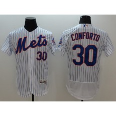 MLB New York Mets 30 Michael Conforto Retired White Pinstripe 2016 Flexbase Majestic Baseball Men Jersey