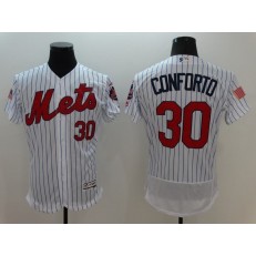 MLB New York Mets 30 Michael Conforto White Pinstripe Fashion Stars & Stripes 2016 Flexbase Independence Day Men Jersey