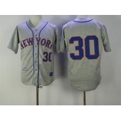 MLB New York Mets 30 Nolan Ryan 1969 Gray Wool Throwback Men Jersey