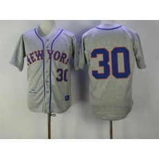 MLB New York Mets 30 Nolan Ryan 1969 Gray Wool Throwback Men Jersey