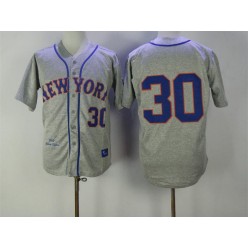 MLB New York Mets 30 Nolan Ryan 1969 Gray Wool Throwback Men Jersey