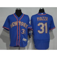MLB New York Mets 31 Mike Piazza Blue With Gray 2016 Flexbase Majestic Baseball Men Jersey
