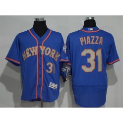 MLB New York Mets 31 Mike Piazza Blue With Gray 2016 Flexbase Majestic Baseball Men Jersey