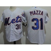 MLB New York Mets 31 Mike Piazza Home White Pinstripe 2015 Cool Base Men Jersey