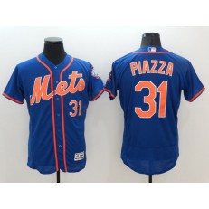 MLB New York Mets 31 Mike Piazza Retired Blue With Orange 2016 Flexbase Majestic Baseball Men Jersey