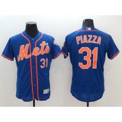 MLB New York Mets 31 Mike Piazza Retired Blue With Orange 2016 Flexbase Majestic Baseball Men Jersey