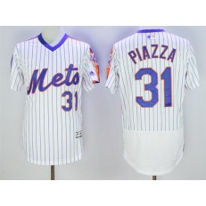 MLB New York Mets 31 Mike Piazza Retired White Pullover 2016 Flexbase Majestic Baseball Men Jersey