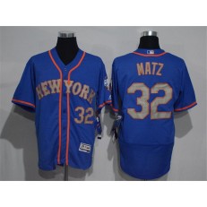 MLB New York Mets 32 Steven Matz Blue With Gray 2016 Flexbase Majestic Baseball Men Jersey