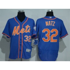 MLB New York Mets 32 Steven Matz Blue With Orange 2016 Flexbase Majestic Baseball Men Jersey
