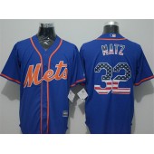 MLB New York Mets 32 Steven Matz Blue With Orange USA Flag Fashion Baseball Men Jersey