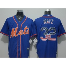 MLB New York Mets 32 Steven Matz Blue With Orange USA Flag Fashion Baseball Men Jersey