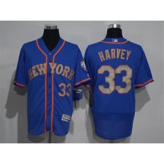 MLB New York Mets 33 Matt Harvey Blue With Gray 2016 Flexbase Majestic Baseball Men Jersey