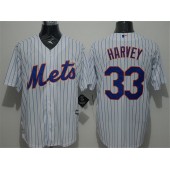 MLB New York Mets 33 Matt Harvey White Blue Strip New Cool Base Stitched Men Jersey