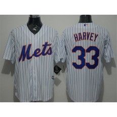 MLB New York Mets 33 Matt Harvey White Blue Strip New Cool Base Stitched Men Jersey