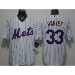 MLB New York Mets 33 Matt Harvey White Blue Strip New Cool Base Stitched Men Jersey