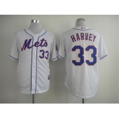 MLB New York Mets 33 Matt Harvey White Cool Base Men Jersey