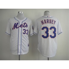 MLB New York Mets 33 Matt Harvey White Cool Base Men Jersey