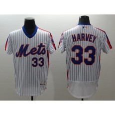MLB New York Mets 33 Matt Harvey White Pullover 2016 Flexbase Majestic Baseball Men Jersey