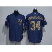 MLB New York Mets 34 Noah Syndergaard Denim Blue Salute to Service Stitched Baseball Men Jersey