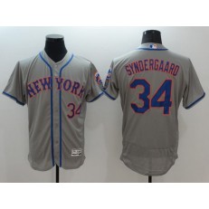 MLB New York Mets 34 Noah Syndergaard Gray Road 2016 Flexbase Majestic Baseball Men Jersey