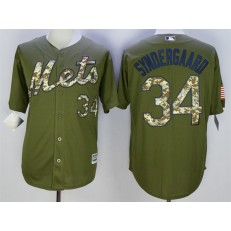 MLB New York Mets 34 Noah Syndergaard Green Salute To Service Majestic Baseball Men Jersey