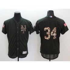 MLB New York Mets 34 Noah Syndergaard Green Salute to Service 2016 Flexbase Majestic Baseball Men Jersey