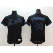 MLB New York Mets 34 Noah Syndergaard Lights Out Black Fashion 2016 Flex Base Majestic Stitched Men Jersey