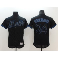 MLB New York Mets 34 Noah Syndergaard Lights Out Black Fashion 2016 Flex Base Majestic Stitched Men Jersey