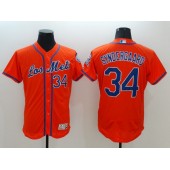 MLB New York Mets 34 Noah Syndergaard Retired Los Orange 2016 Flexbase Majestic Baseball Men Jersey