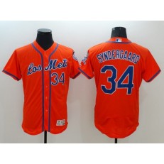 MLB New York Mets 34 Noah Syndergaard Retired Los Orange 2016 Flexbase Majestic Baseball Men Jersey