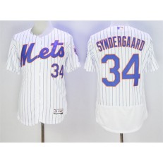 MLB New York Mets 34 Noah Syndergaard Retired White Pinstirpe Stitched 2016 Majestic Flex Base Men Jersey