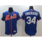MLB New York Mets 34 Noah Syndergaard Royal Blue 2017 Spring Training Stitched Majestic Flex Base Men Jersey