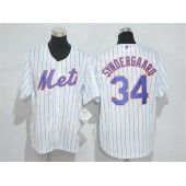 MLB New York Mets 34 Noah Syndergaard White Blue Strip New Cool Base Stitched Men Jersey